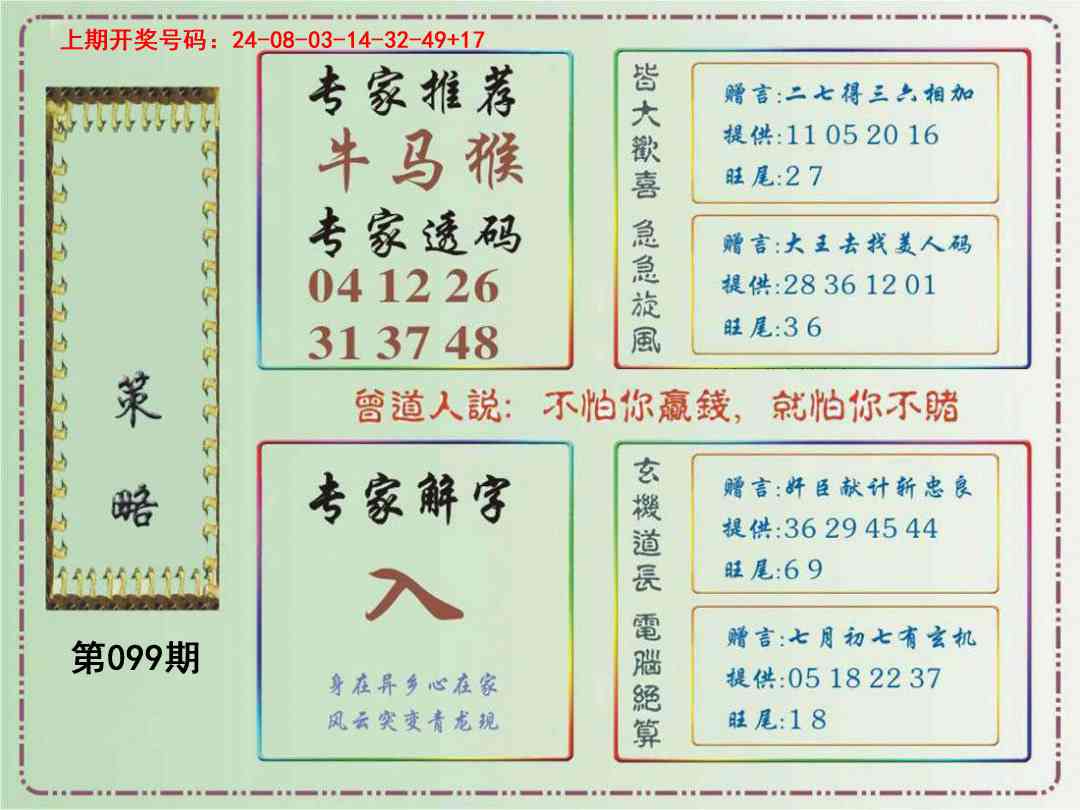 099期策略[图]